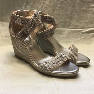 BCBGeneration Silver Wedge Sandals
